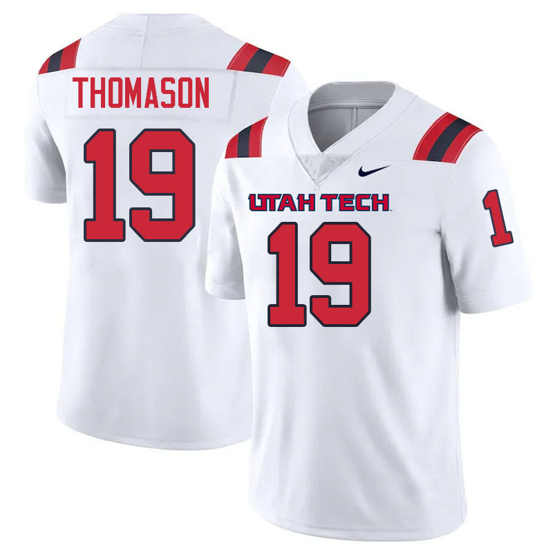 Utah Tech Trailblazers #19 Daniel Thomason College Football Jerseys,Uniforms Stitched-White
